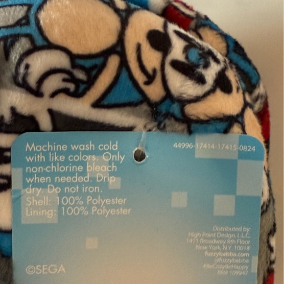 NWT Sega Sonic the Hedgehog Kids Fuzzy Babba Slipper Socks Blue Grey Size 8-13 - Picture 8 of 8